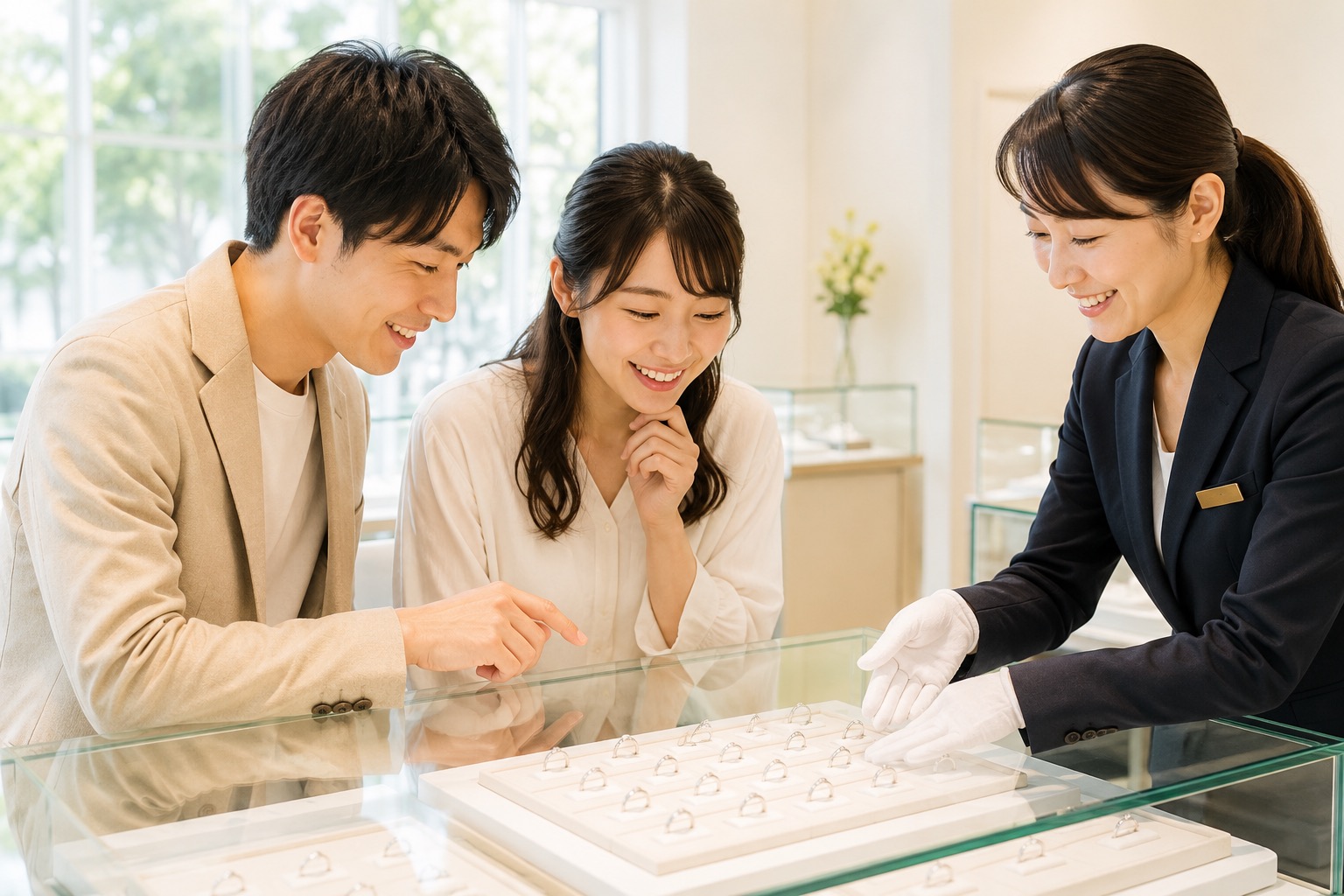 結婚指輪のブランドを選ぶカップル