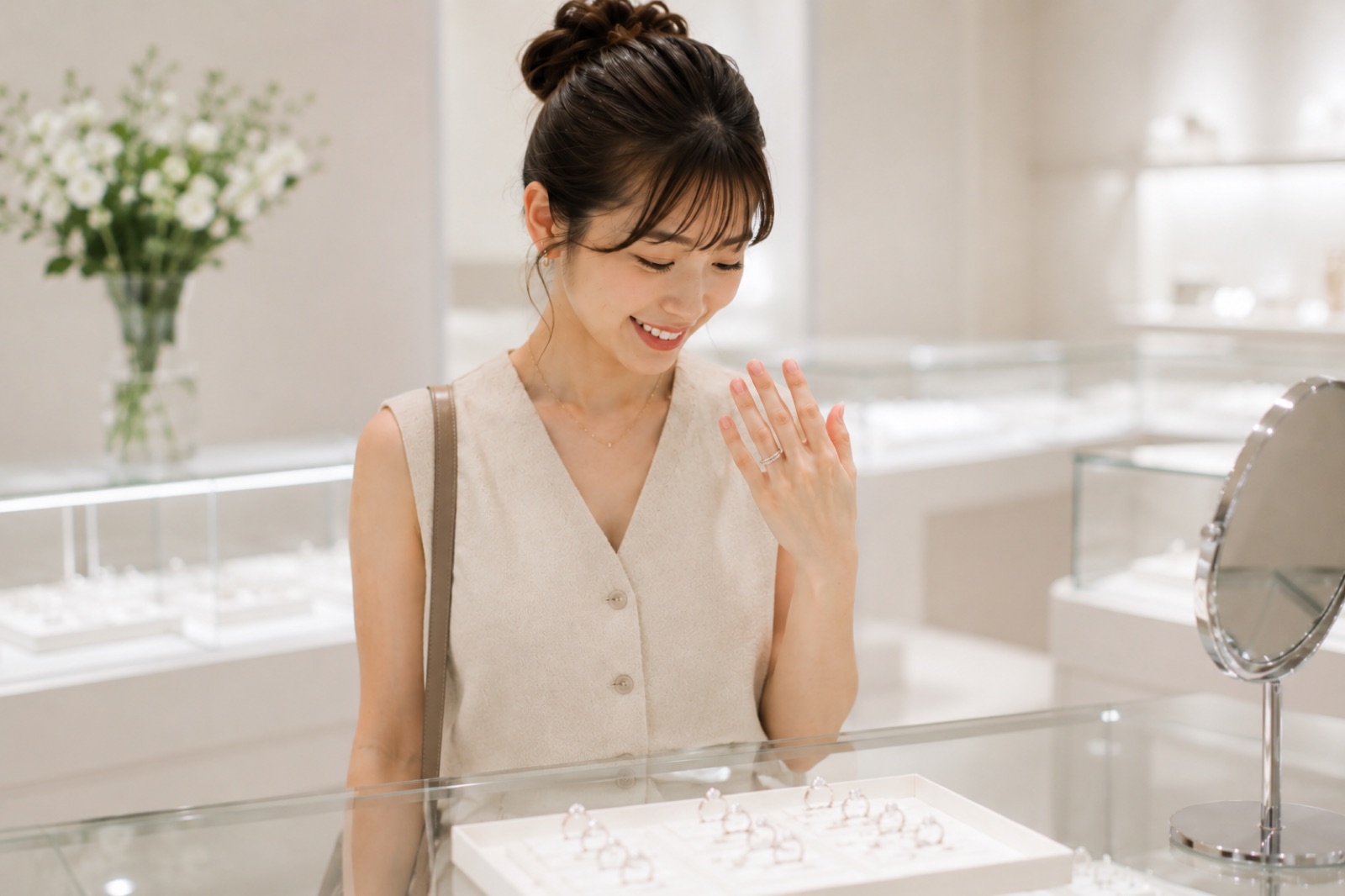結婚指輪をつけた手元