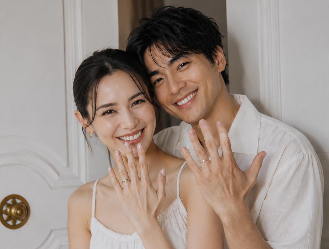 結婚指輪をつけた女性